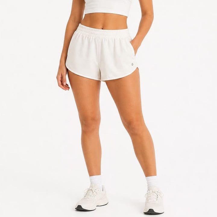 G Cream Athletic Running Shorts Womens Small Mesh Panels Back Zip Pocket