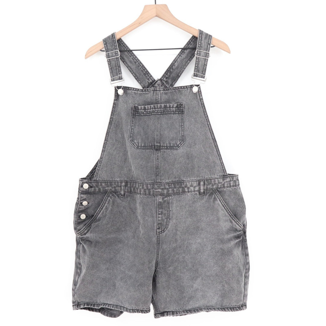 urban Bliss Shortsall Womens 16 Gray Denim Cotton Adjustable Strap Side Buttons