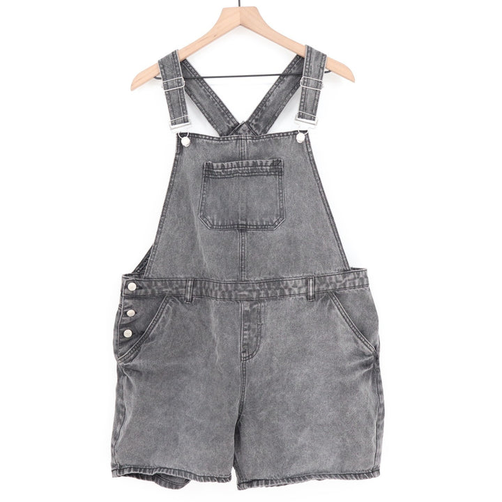urban Bliss Shortsall Womens 16 Gray Denim Cotton Adjustable Strap Side Buttons