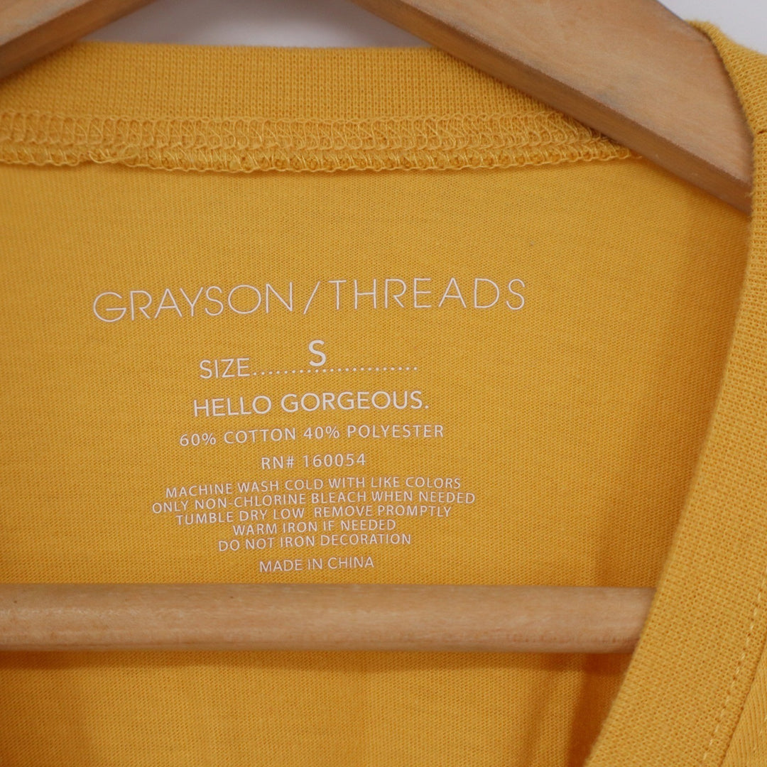 Grayson Threads Pacific Northwest Bear Graphic Cropped T-Shirt Yellow Small