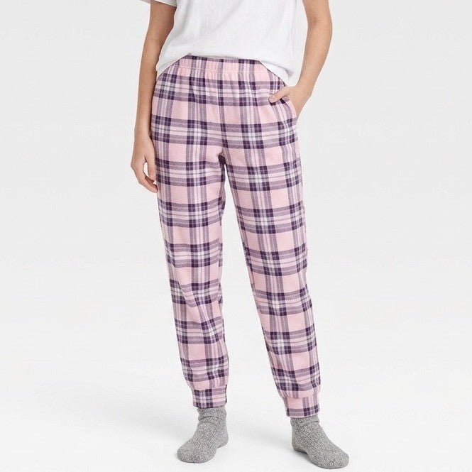 Cuddl Duds Pajama Pants Womens Medium Multi Plaid Tapered Leg Elastic Waist