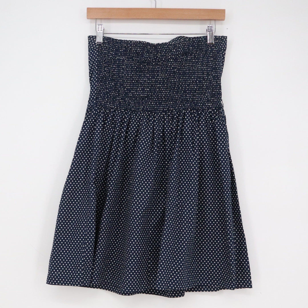 Oodji Ultra Navy White Triangle Print Strapless Smocked Mini Dress Size 40