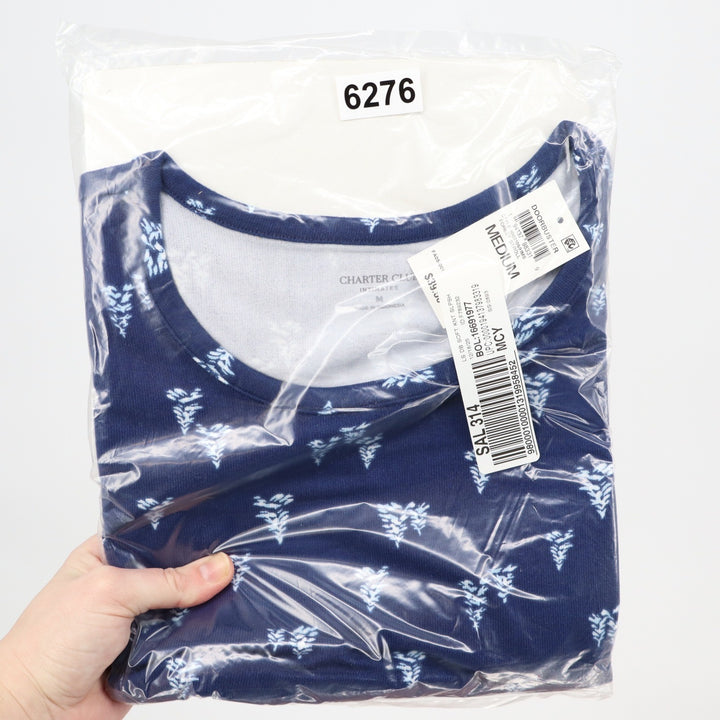 Charter Club Intimates Navy Blue Tree Print Soft Knit Sleep Shirt Medium NWT