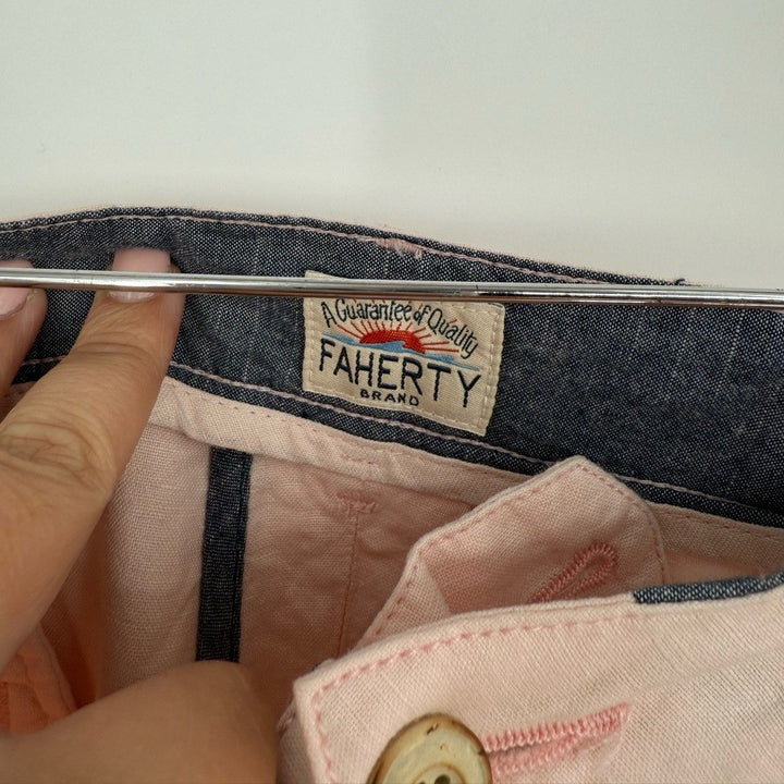 Faherty Men's Malibu Chino Shorts Linen Cotton Blend 9" Inseam Size 42