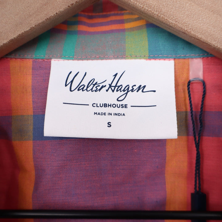 Walter Hagen Clubhouse Mens Small Madras Multi Plaid Cotton SS Button Down Shirt