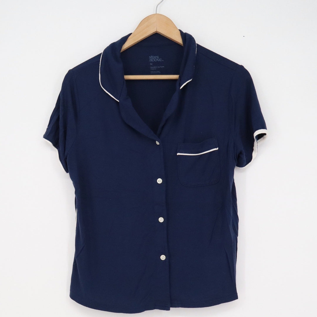 Stars Above Navy Blue Beautifully Soft Pajama Set Short Sleeve Shorts Medium