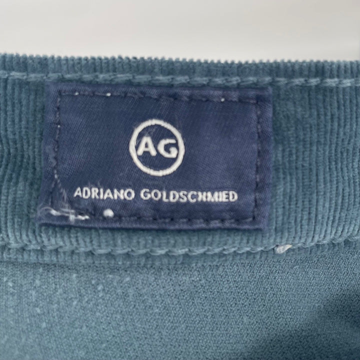 AG Adriano Goldschmied The Prima Ankle Cigarette Corduroy Pants Teal Size 27
