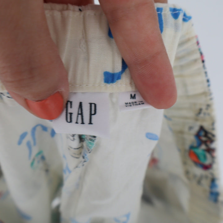 Gap Womens Linen Blend Vacation Print Shorts Cream Santorini Tulum Medium