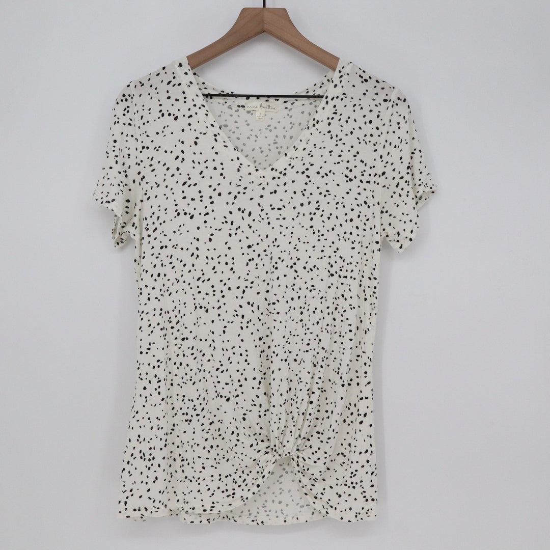 Nine Britton Top Women's S White Speckled Front Knot Excellent