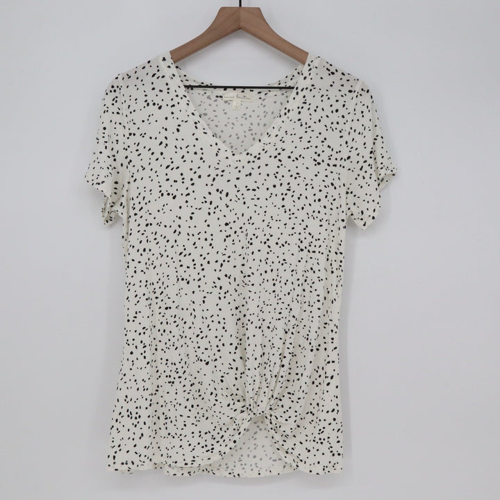 Nine Britton Top Women's S White Speckled Front Knot Excellent
