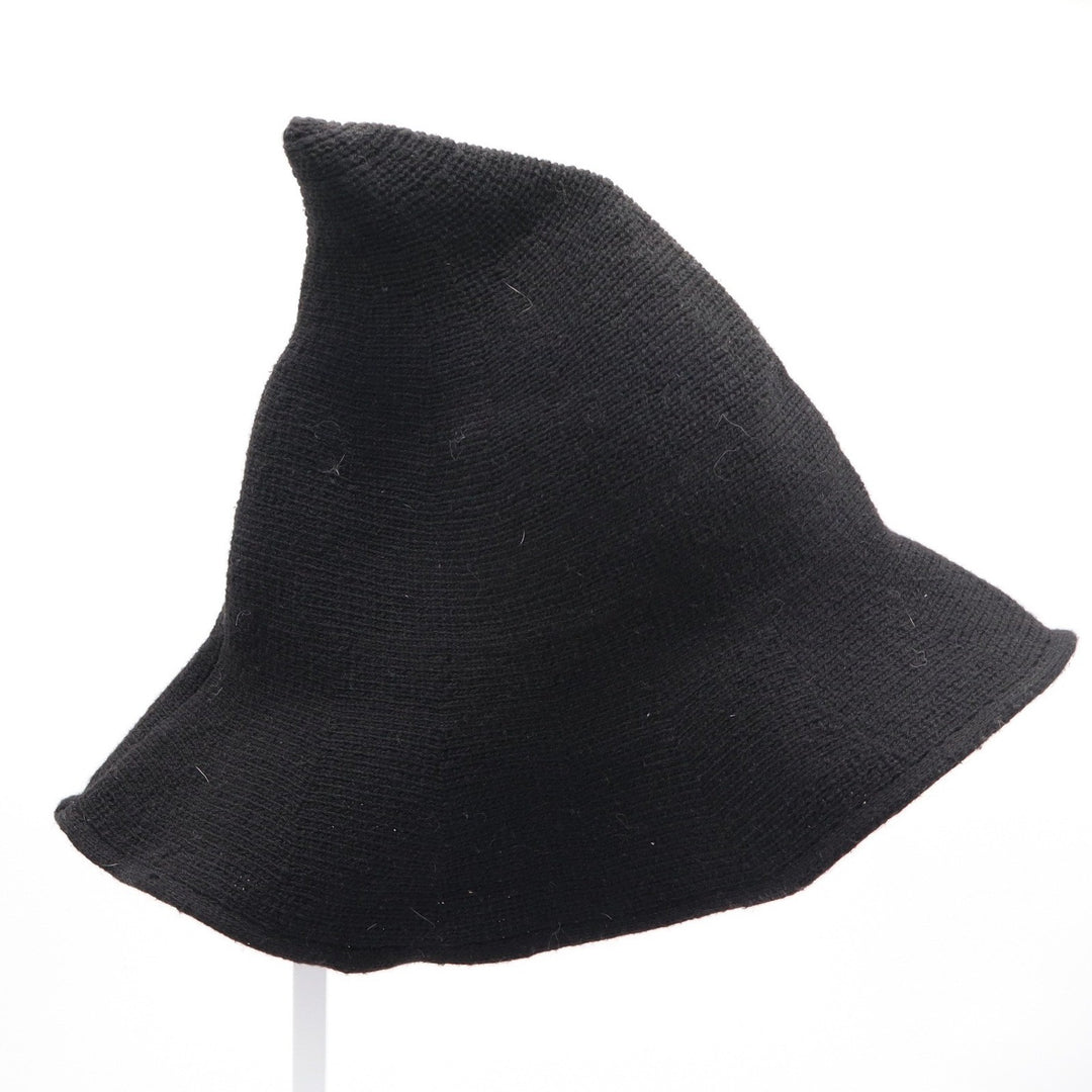 Black Knit Pointed Witch Hat Wide Brim Whimsigoth Costume Accessory