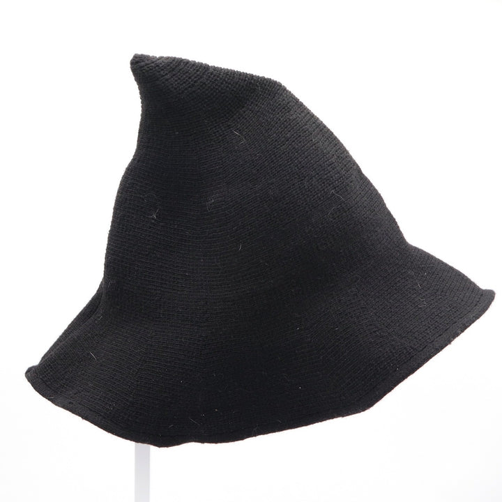 Black Knit Pointed Witch Hat Wide Brim Whimsigoth Costume Accessory