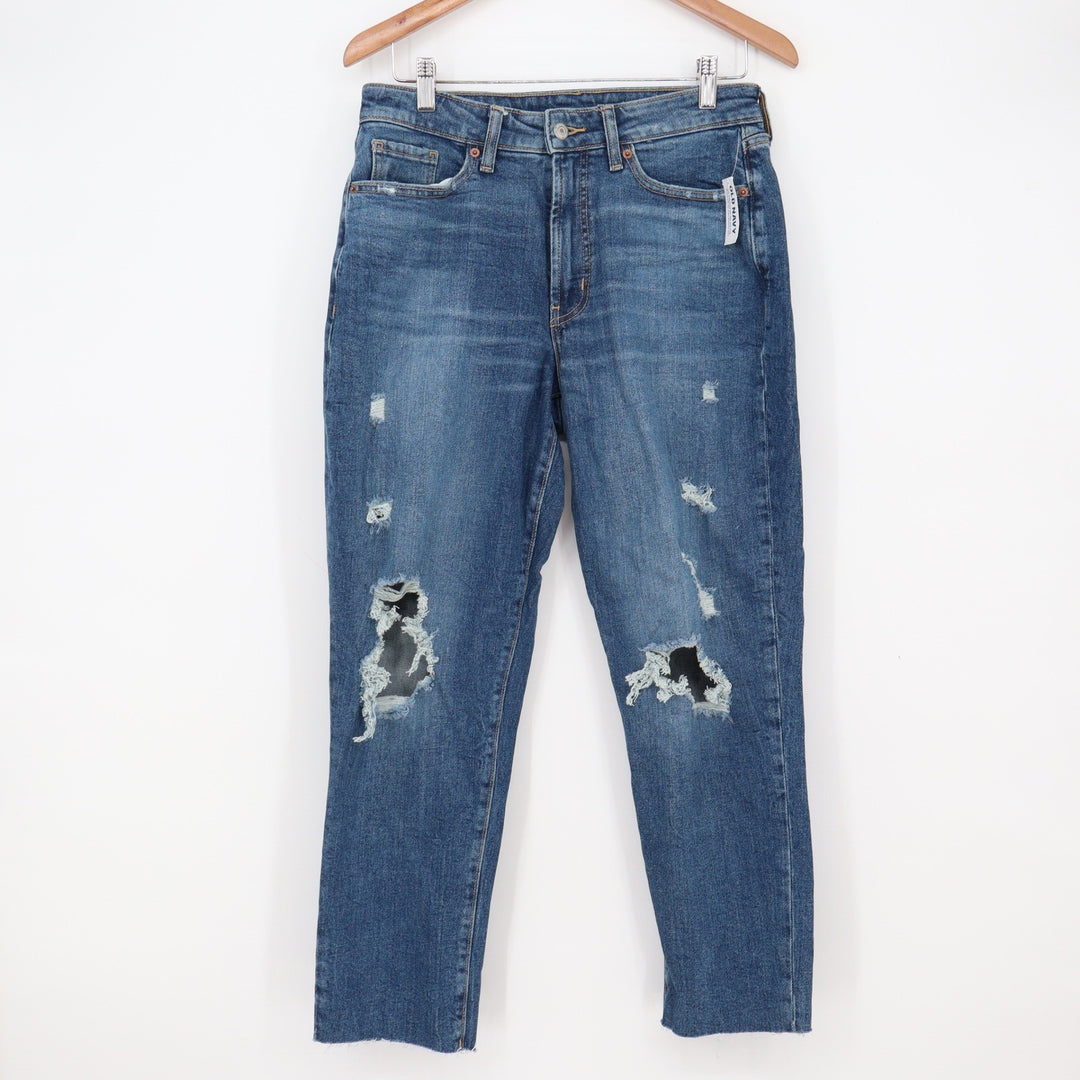 Old Navy Jeans Womens 10 Curvy O.G. Straight Blue Distressed Raw Hem Excellent