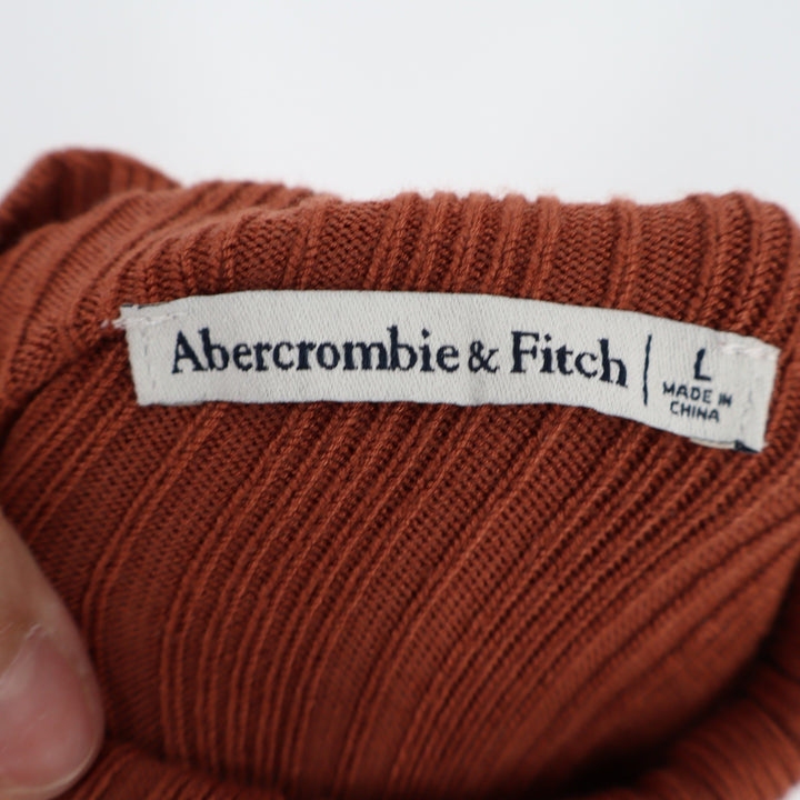 Abercrombie & Fitch Womens Ribbed Mock Neck Long Sleeve Bodysuit Rust Orange L