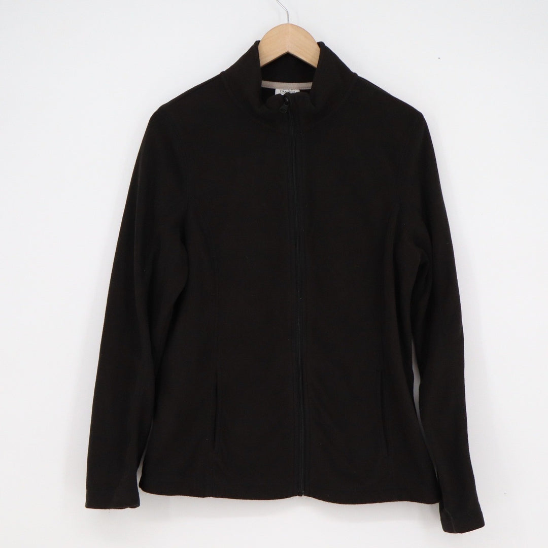 Danskin Now Womens Black Full Zip Fleece Jacket Mock Neck L 12-14