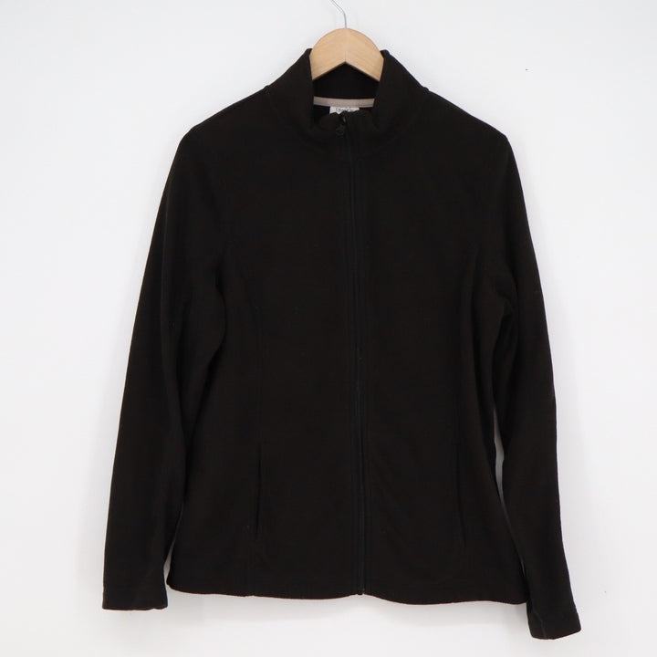 Danskin Now Womens Black Full Zip Fleece Jacket Mock Neck L 12-14