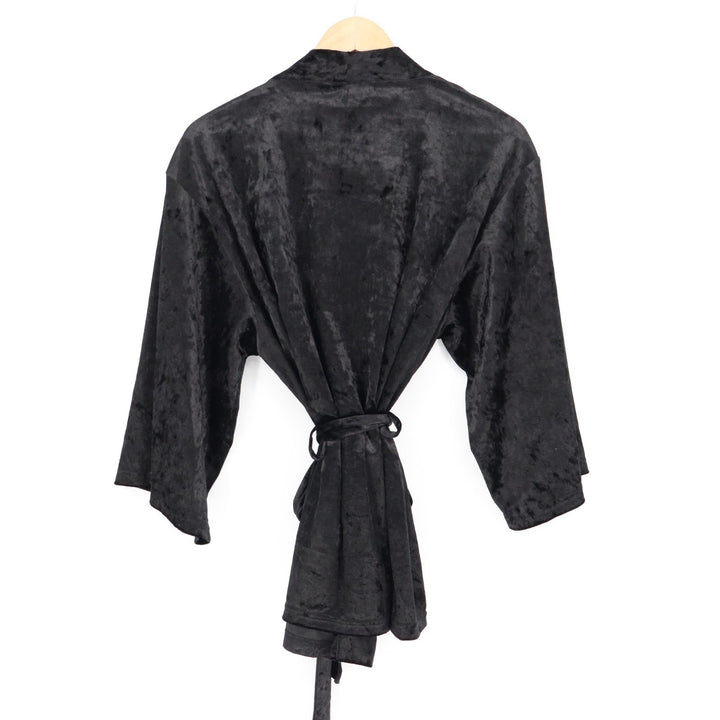 INC International Concepts Intimates Kimono Robe Womens Medium Black Waist Belt