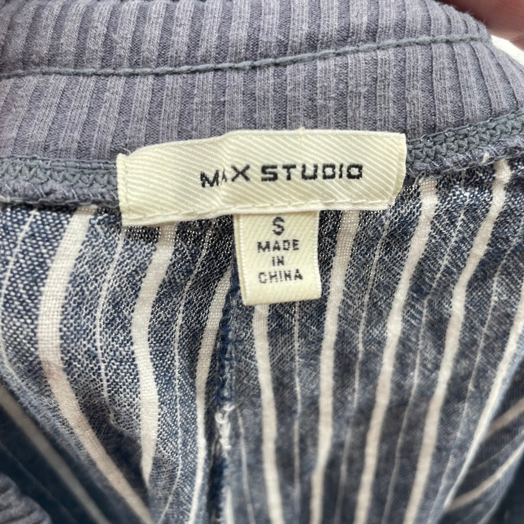 MAX STUDIO Striped Linen Blend Jogger Pants Drawstring Waist Size S