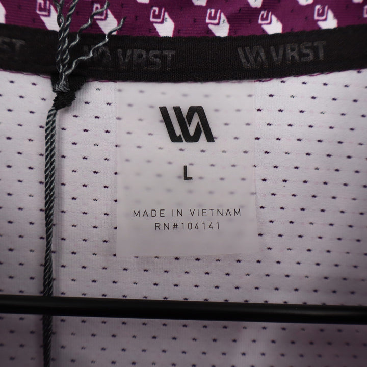 VRST Mens Contrast Printed Polo Roll Repeat Black Cherry Golf Shirt Large