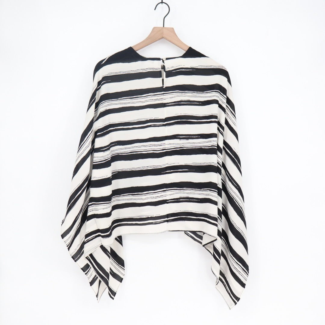 BCBGMAXAZRIA Cordelia Kaftan Top Womens 2XS White Black Striped Cuffed Sleeves