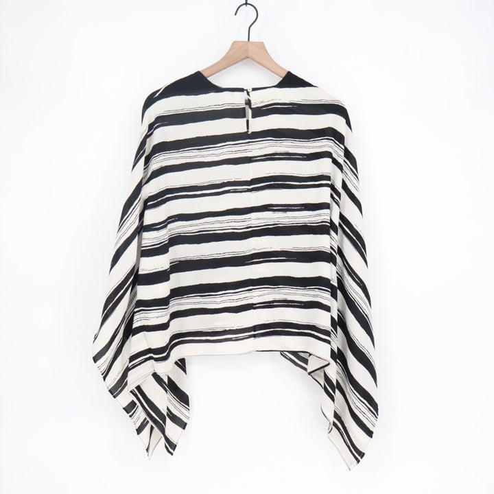 BCBGMAXAZRIA Cordelia Kaftan Top Womens 2XS White Black Striped Cuffed Sleeves