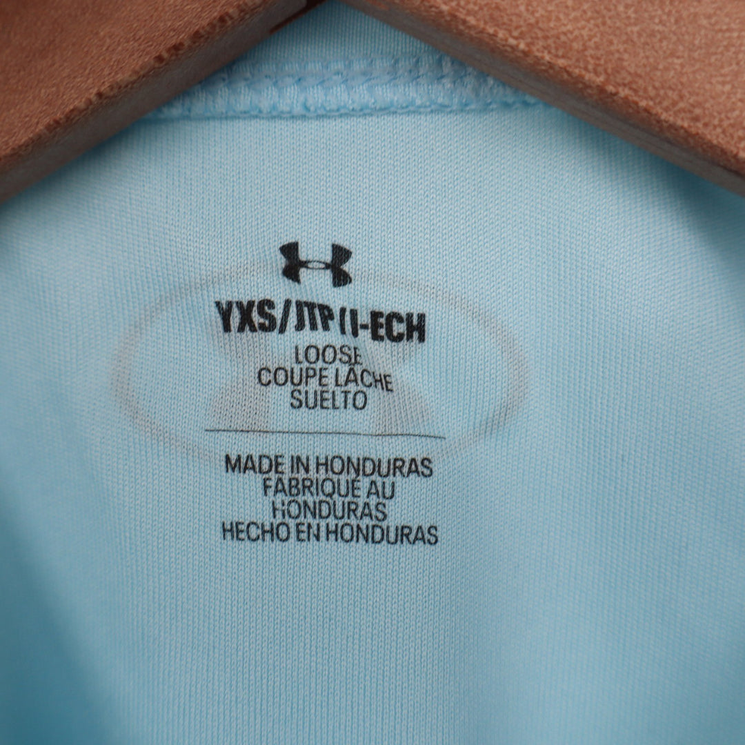 Under Armour Boys Tech Hybrid Print SS T-Shirt Light Blue YXS NEW