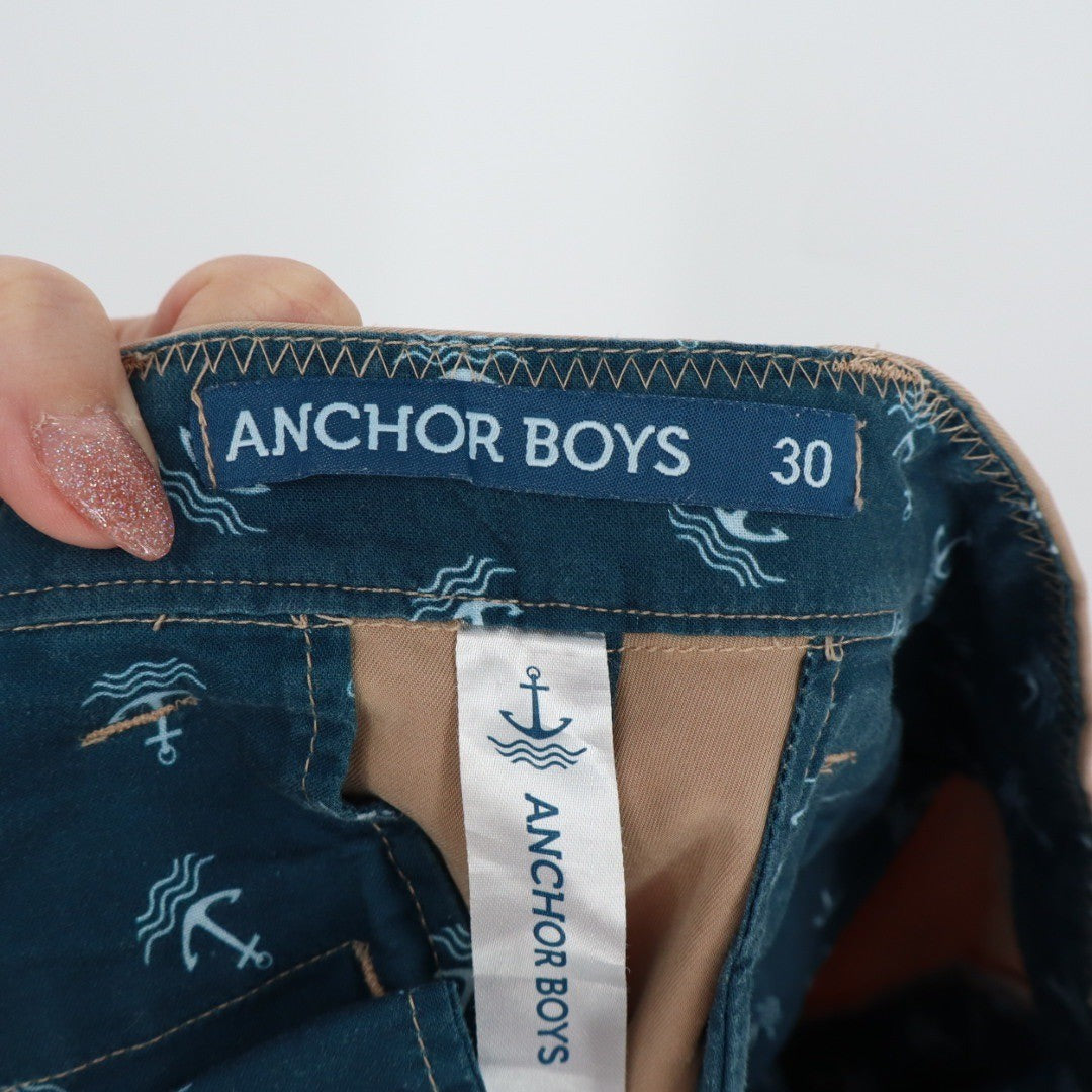 Anchor Boys Mens Khaki Chino Shorts Size 30 Flat Front Casual Beach