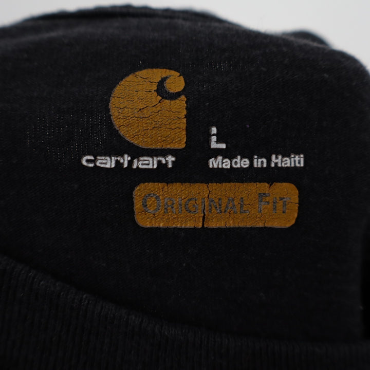 Carhartt Original Fit Shirt Mens Large Black Crew Neck Long Sleeve Workwear Tee