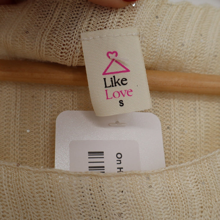 Like Love Ivory Ribbed Sequin Knit Sleeveless Top Small