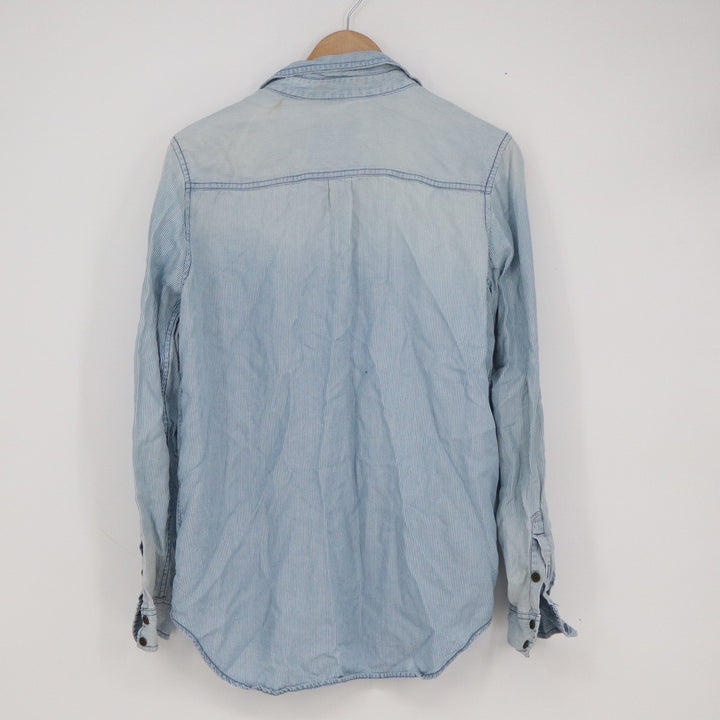 Mossimo Supply Co Womens Blue Pinstripe Lyocell Boyfriend Button Down Shirt S