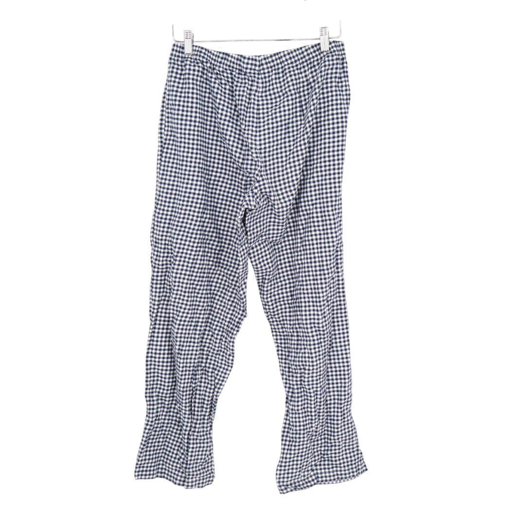 Charter Club Flannel 2-PC Pajamas Set Womens M Blue Gingham Check Lapel Collar