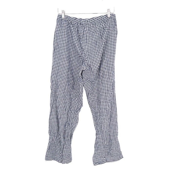 Charter Club Flannel 2-PC Pajamas Set Womens M Blue Gingham Check Lapel Collar