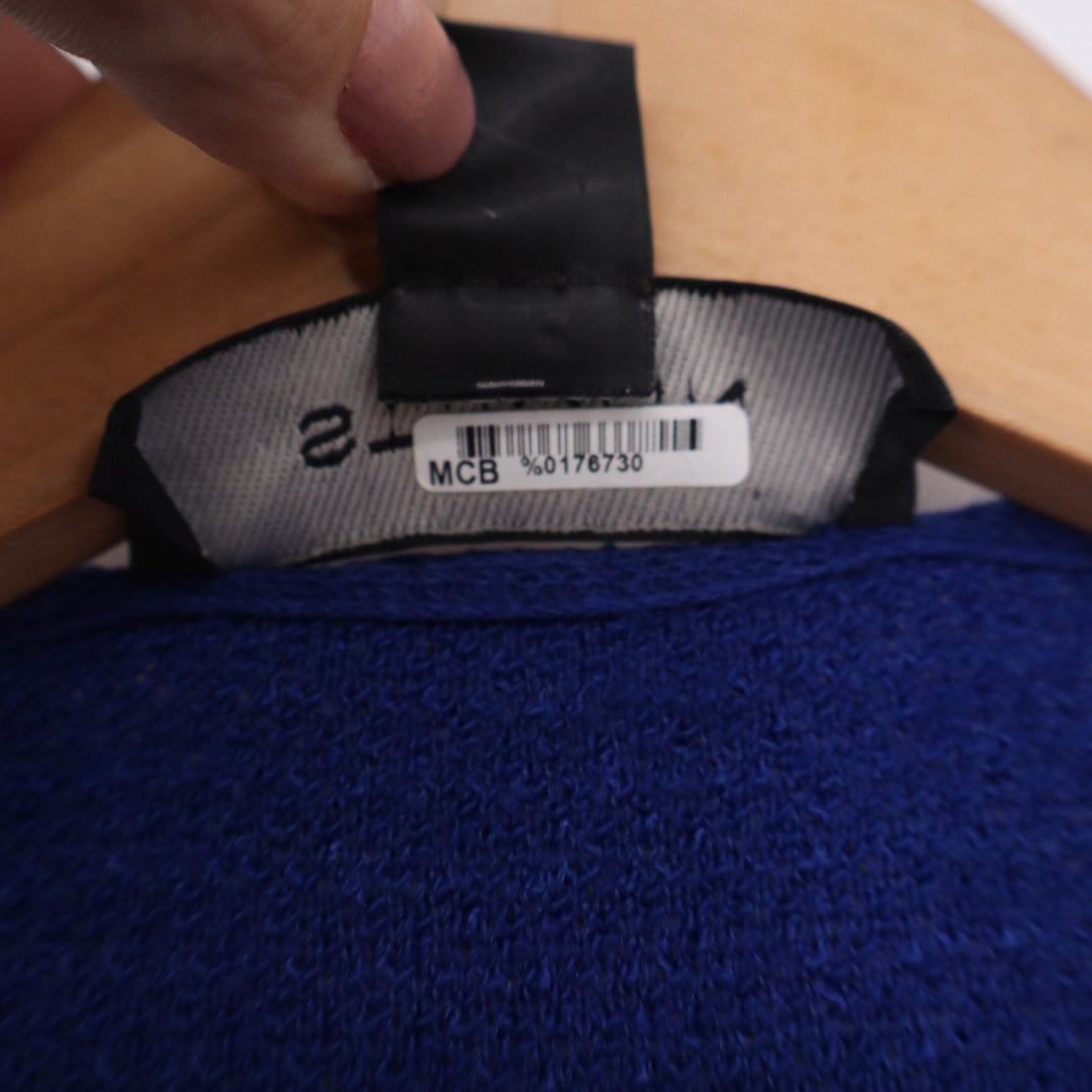 St. John Womens Cobalt Blue Textured Knit Single Button Blazer Jacket Size 8