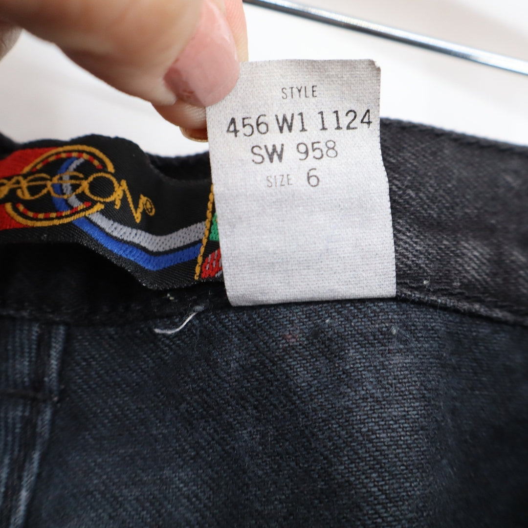 Sasson Vintage High Waisted Tapered Acid Wash Black Ankle Zip Jeans Size 6