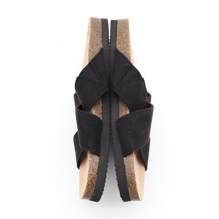 Old Navy Womens Blackjack Black Crisscross Faux Suede Cork Slide Sandals Size 8