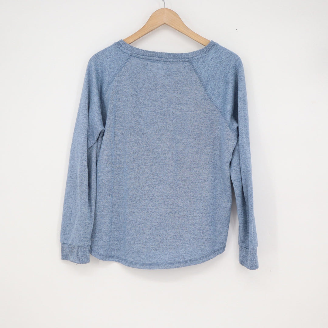 Live Love Lounge Karen Neuburger Blue Heathered Raglan Pullover Top Medium