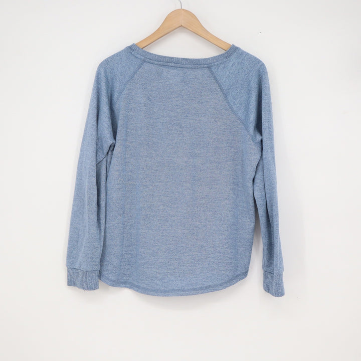 Live Love Lounge Karen Neuburger Blue Heathered Raglan Pullover Top Medium
