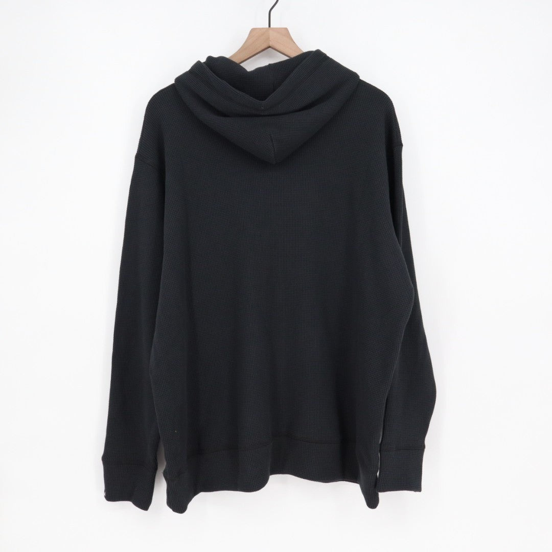 American Giant Summit Hoodie Mens 2XL Black Cotton Waffle Knit Kangaroo Pocket