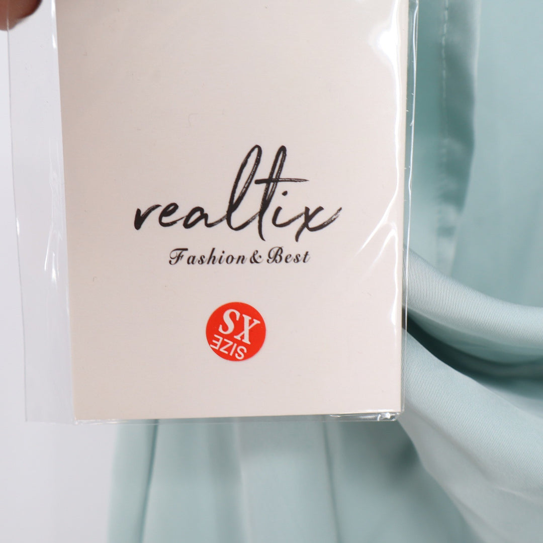 Realtix Light Blue Strapless Cutout Open Back Maxi Dress XS New