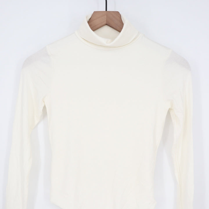 Naked Wardrobe Ivory Turtleneck Long Sleeve Bodysuit Size M