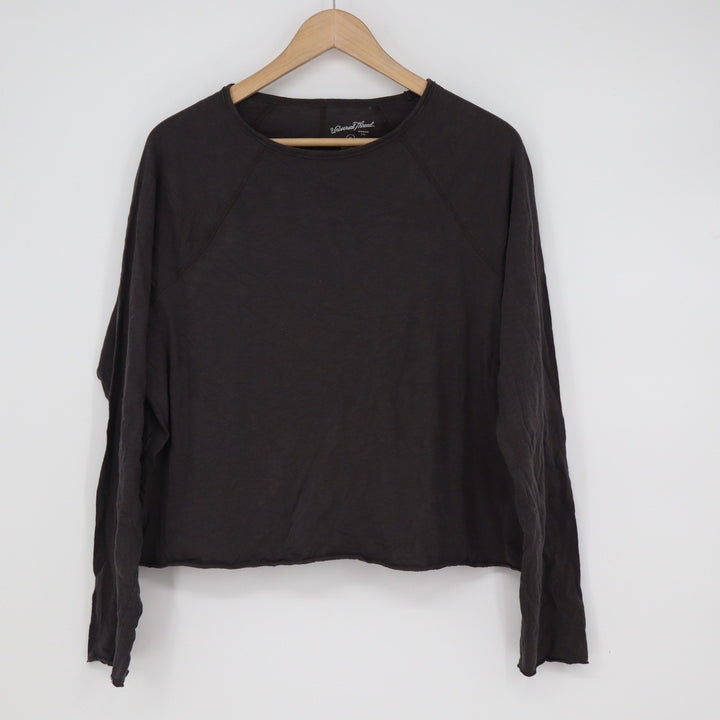 Universal Thread Goods Co Brown Cotton Raw Hem Raglan Long Sleeve Top Medium