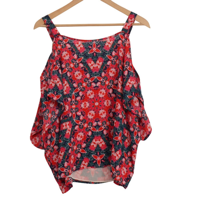 Aqua Tank Top Womens Small Multicolor Floral Sleeveless Scoop Neck Pullover