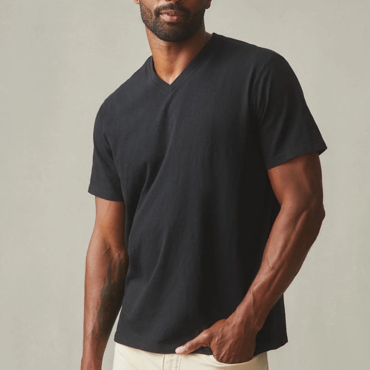 American Giant Black Cotton V Neck T Shirt Mens XXL Made in USA
