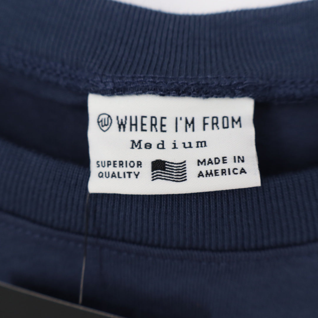 Where I'm From Boston USA Easy Tee Navy Blue Graphic T-Shirt Mens Medium NEW