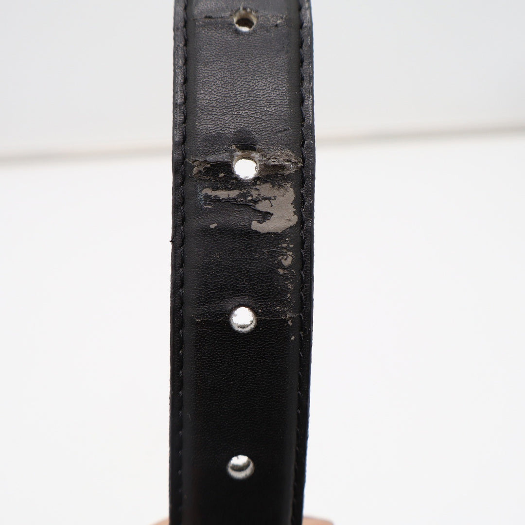 Perry Ellis Black Leather Belt Gold Buckle Size ML