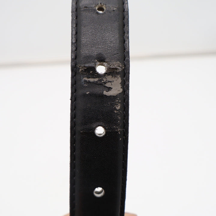 Perry Ellis Black Leather Belt Gold Buckle Size ML