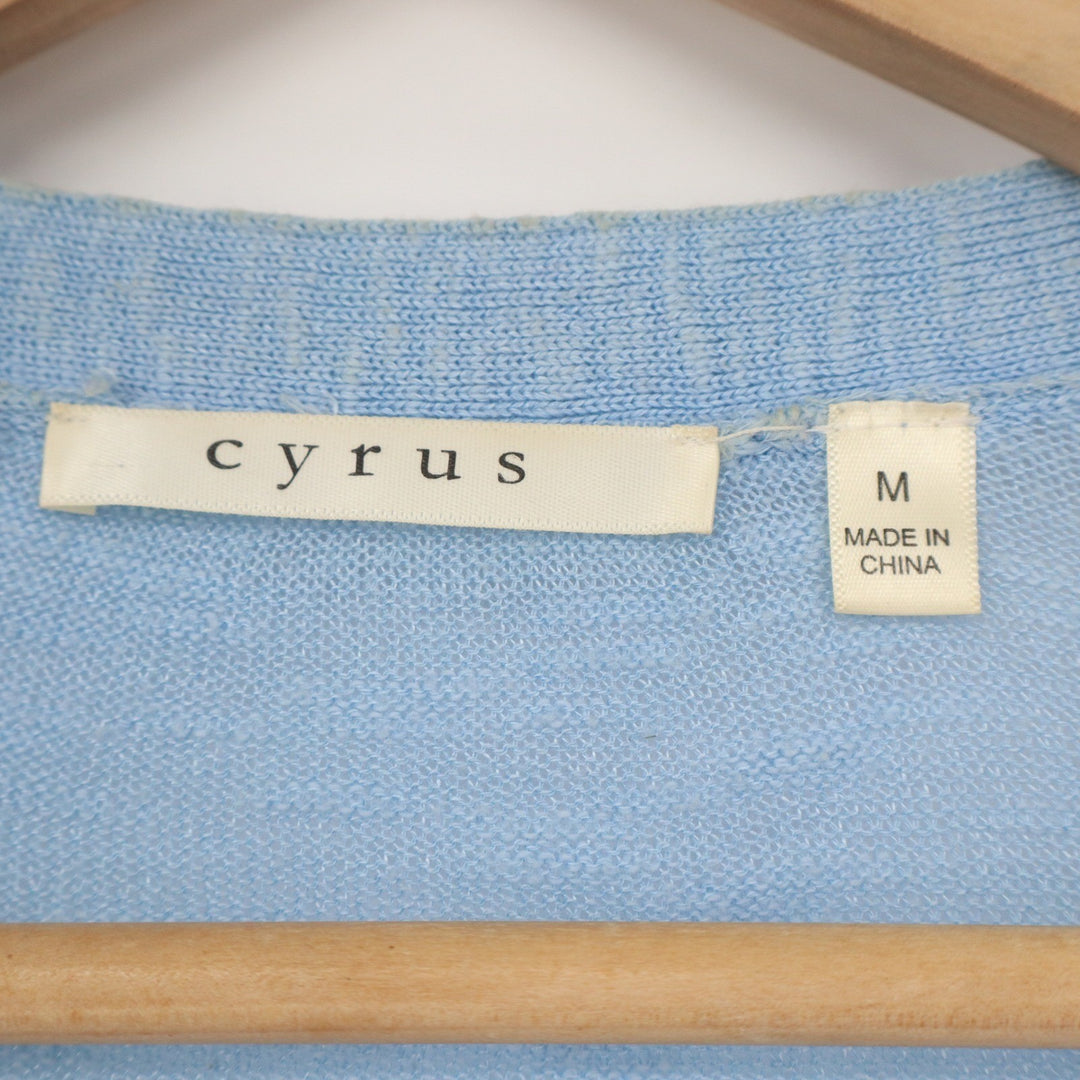 Cyrus Womens Blue Open Front Longline Cardigan Sweater CF1633 Medium