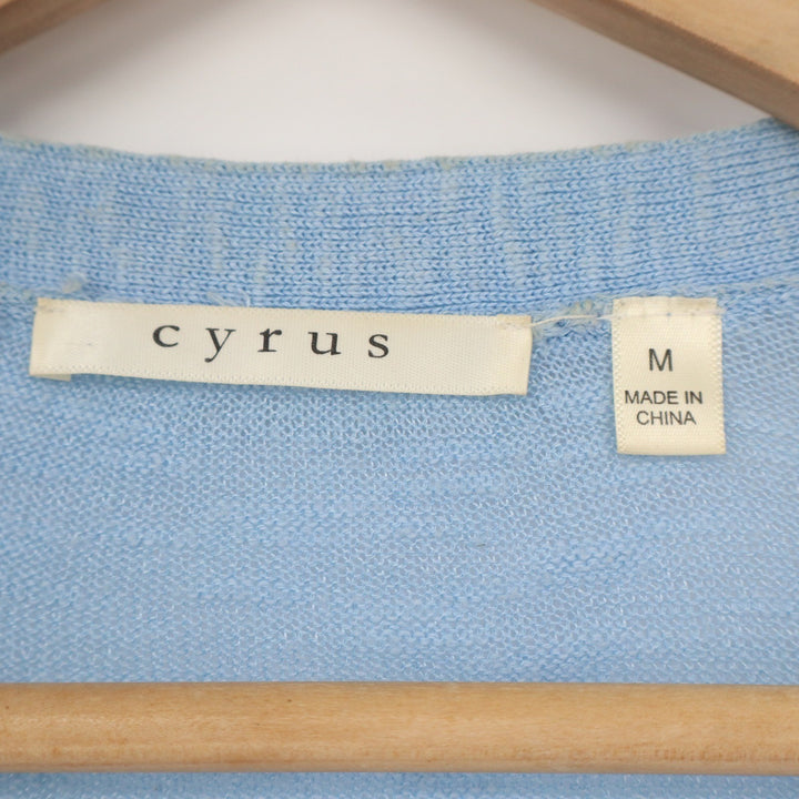 Cyrus Womens Blue Open Front Longline Cardigan Sweater CF1633 Medium