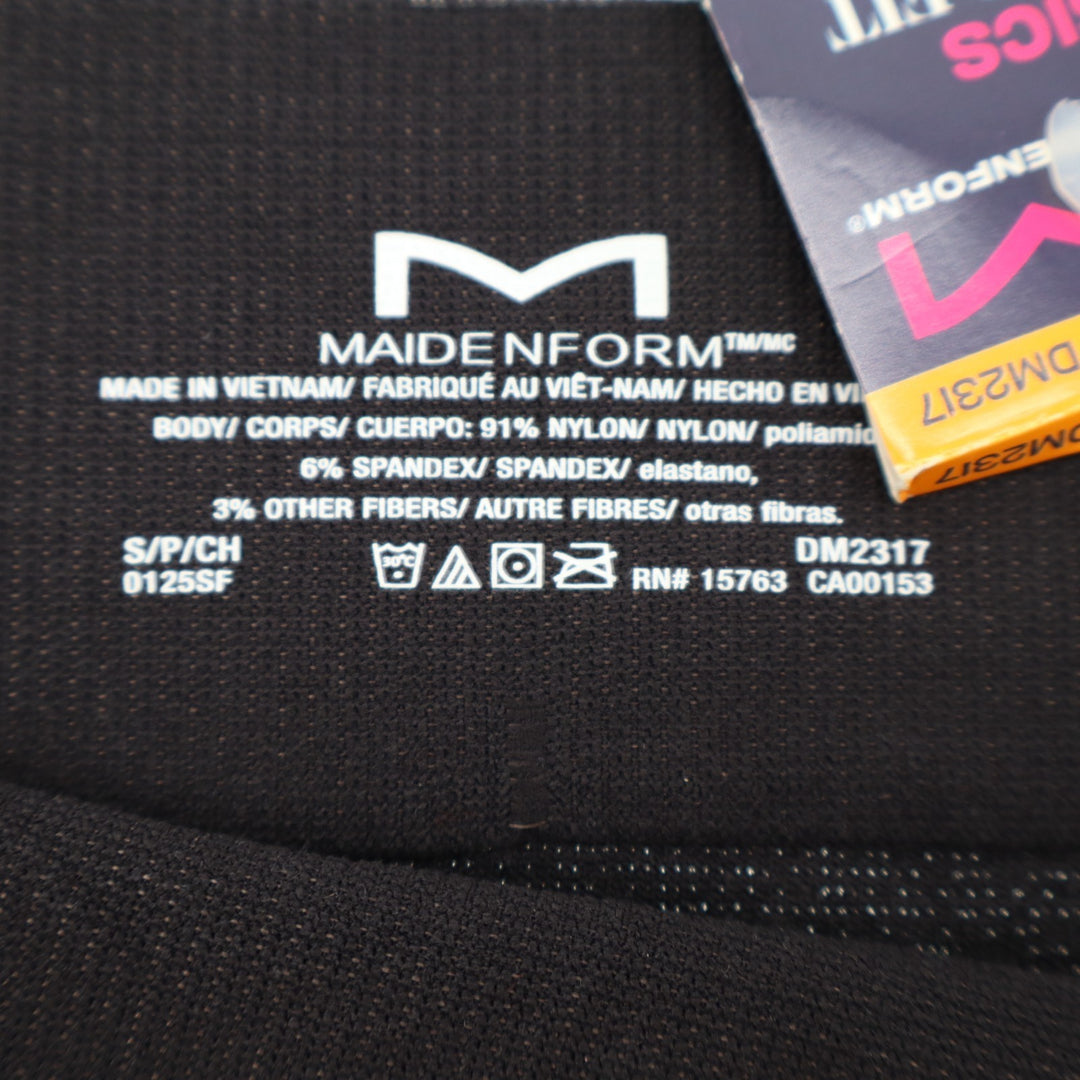 Maidenform M Seamless High Leg Bikini Womens Small Black Stretch Nylon Ribbed