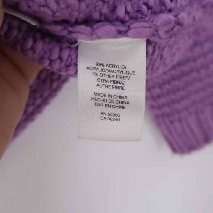 Jones New York Collection Petite Purple Cowl Neck Chunky Knit Sweater PS